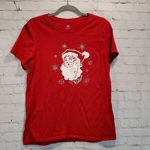 Holiday Time red Santa believe t shirt